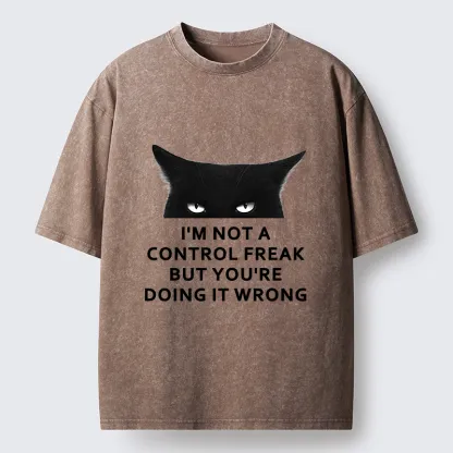 Tokyo-Tiger Control Freak Funny Washed T-Shirt