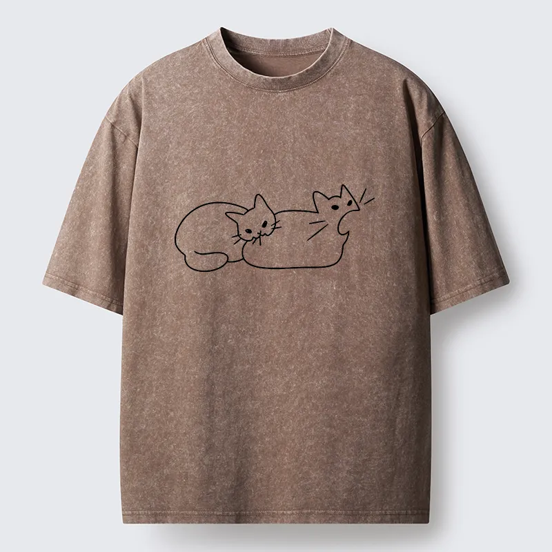 Tokyo-Tiger Cat Bites Cat Washed T-Shirt