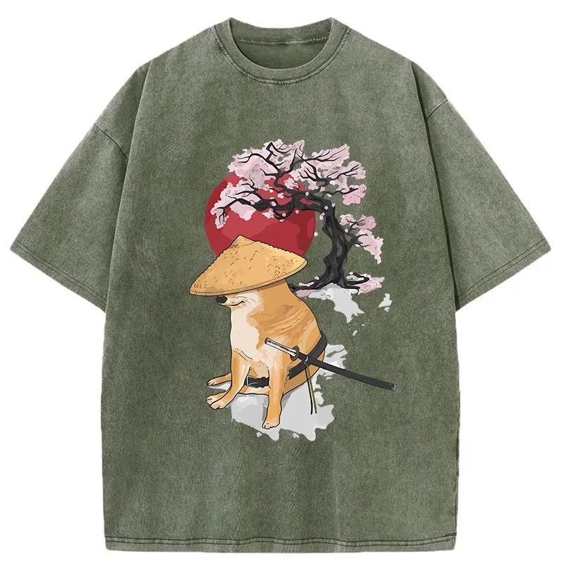 Tokyo-Tiger Vintage Japanese Shiba Inu Washed T-Shirt