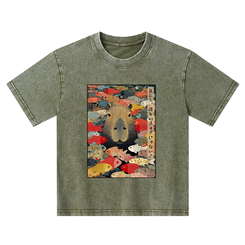 Tokyo-Tiger Am I Too Lovable? Kids Washed T-Shirt