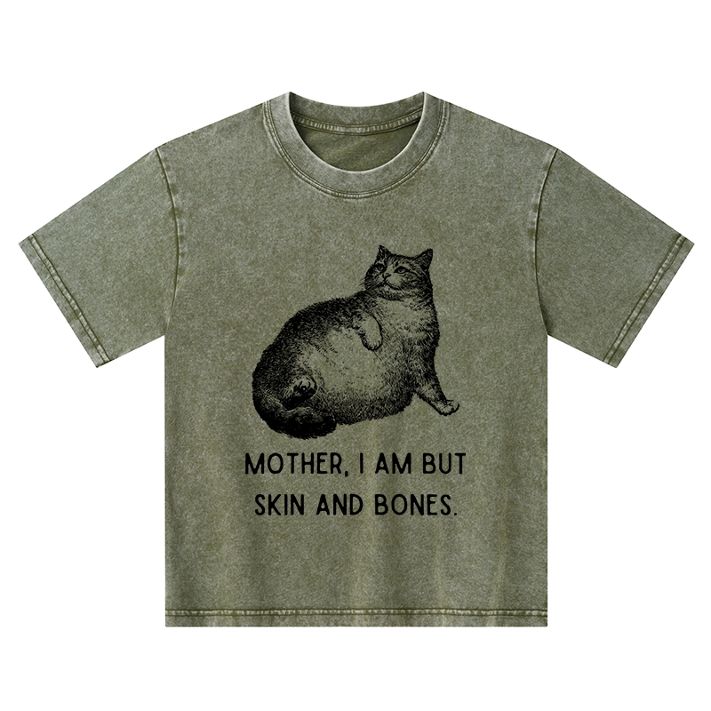 Tokyo-Tiger Skin & Bones Cat Kids Washed T-Shirt