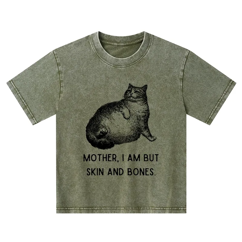 Tokyo-Tiger Skin & Bones Cat Kids Washed T-Shirt
