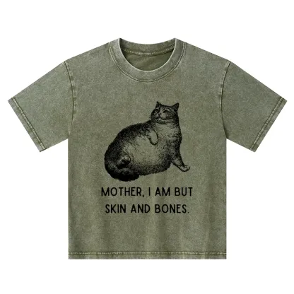 Tokyo-Tiger Skin & Bones Cat Kids Washed T-Shirt