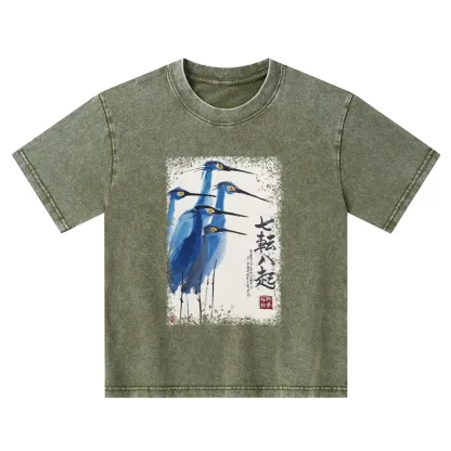 Tokyo-Tiger Wings That Never Yield Kids Washed T-Shirt