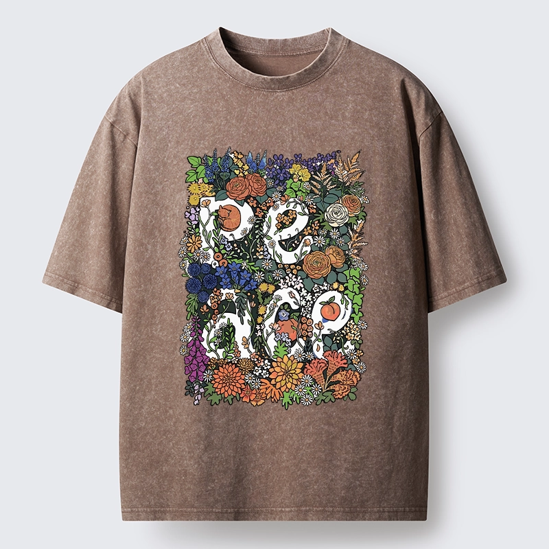 Tokyo-Tiger Peace In Flowers Washed T-Shirt