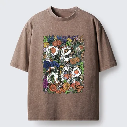 Tokyo-Tiger Peace In Flowers Washed T-Shirt