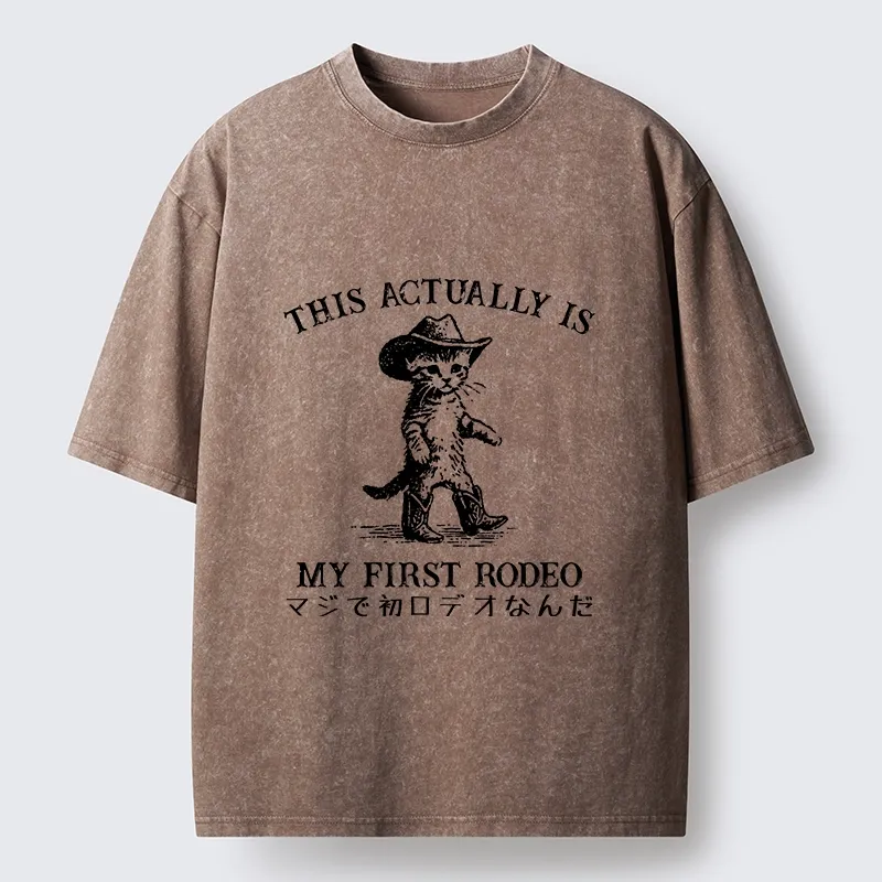 Tokyo-Tiger This Is My First Rodeo Cat Style Washed T-Shirt