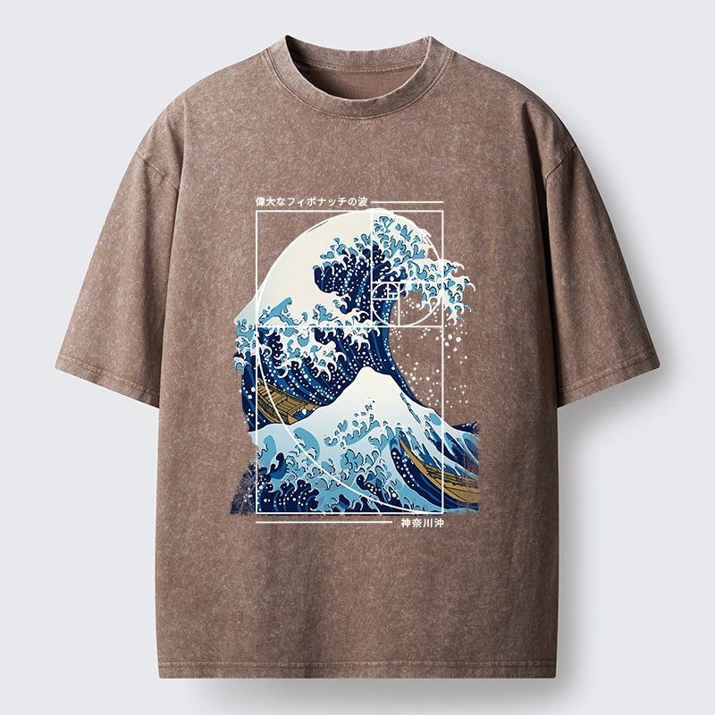 Tokyo-Tiger Golden Ratio The Great Wave Washed T-Shirt