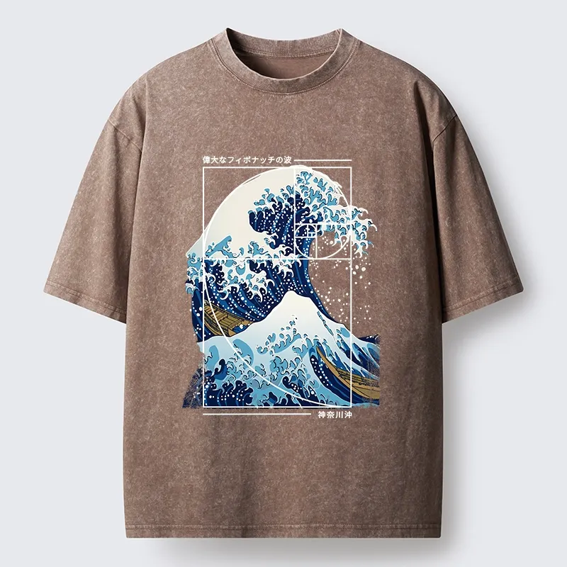 Tokyo-Tiger Golden Ratio The Great Wave Washed T-Shirt