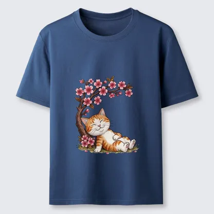 Tokyo-Tiger Cat Sleeps Under Sakura Classic T-Shirt