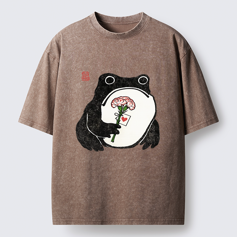 Tokyo-Tiger The Frog Holding A Carnation Washed T-Shirt