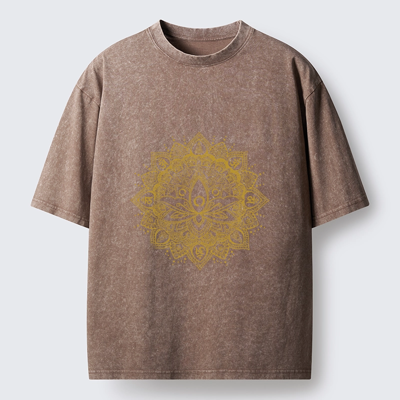Tokyo-Tiger Serene Golden Mandala Washed T-Shirt