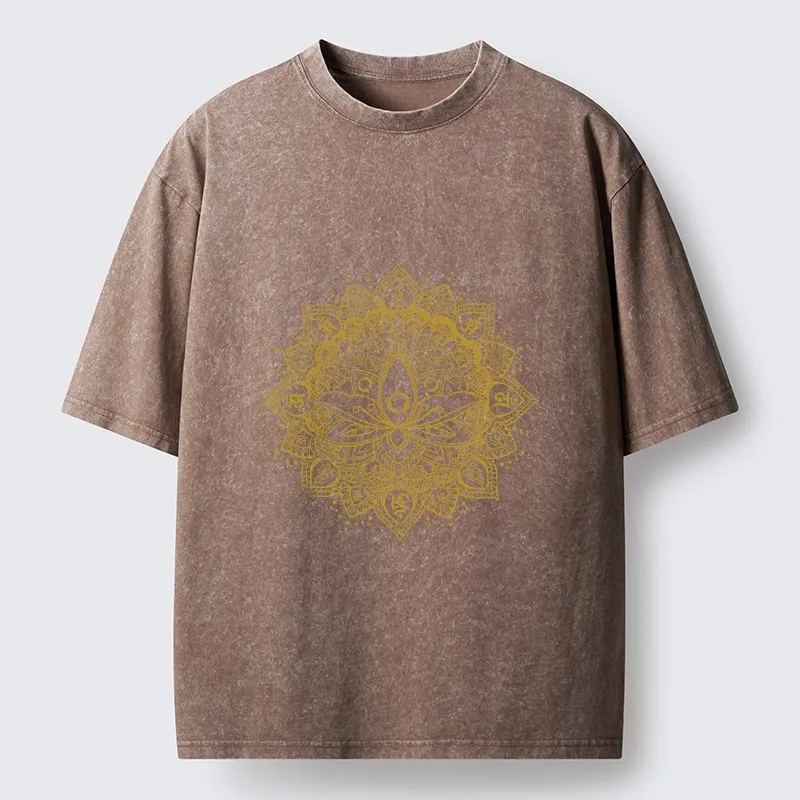 Tokyo-Tiger Serene Golden Mandala Washed T-Shirt