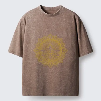 Tokyo-Tiger Serene Golden Mandala Washed T-Shirt
