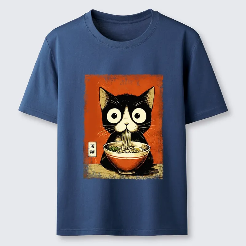 Tokyo-Tiger Ramen Loving Black Cat Classic T-Shirt