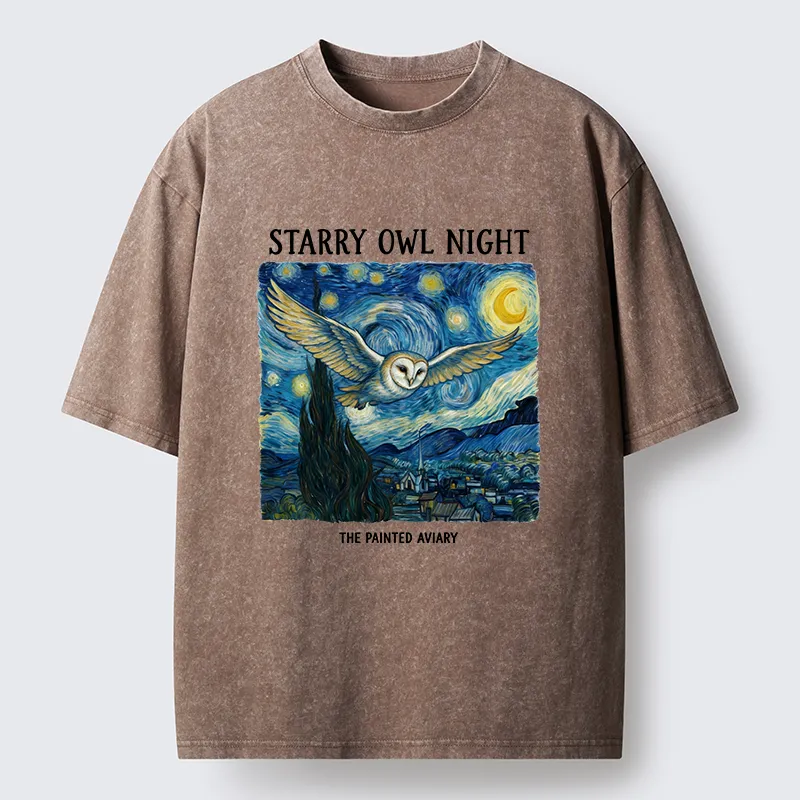 Tokyo-Tiger Owls In The Night Washed T-Shirt