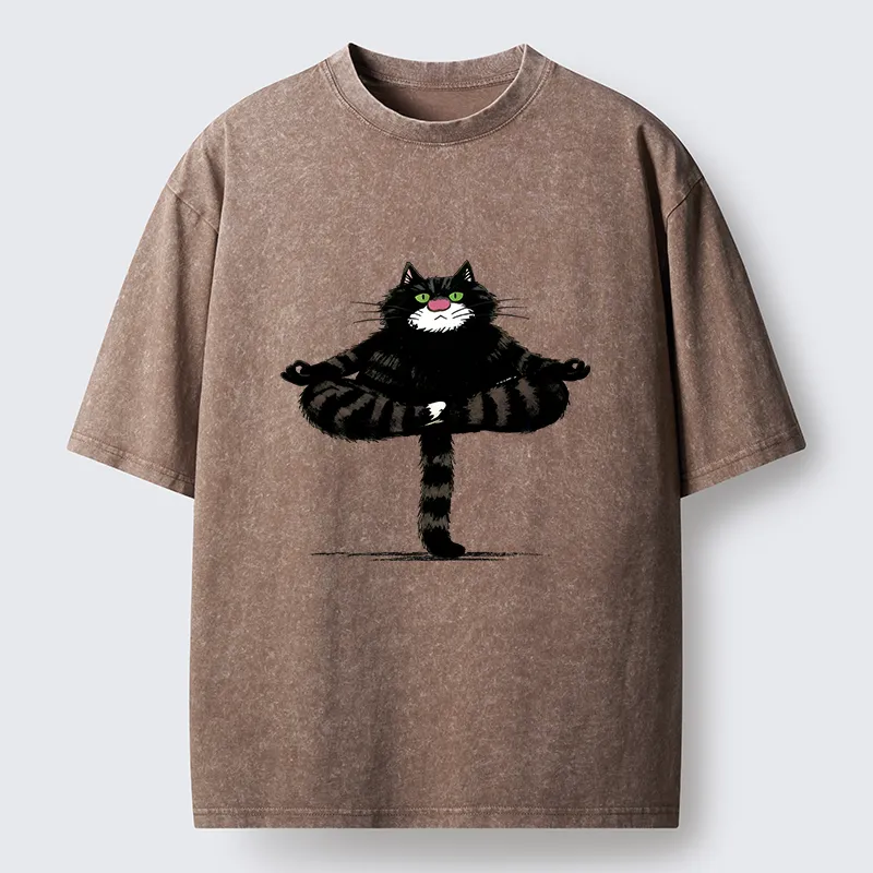 Tokyo-Tiger Cats Use Their Tails For Support Washed T-Shirt