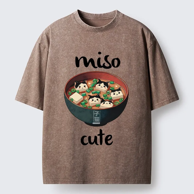 Tokyo-Tiger Cats In A Bowl Of Miso Washed T-Shirt Sale
