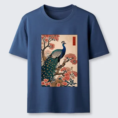 Tokyo-Tiger Vintage Peacock Ukiyoe Print Classic T-Shirt