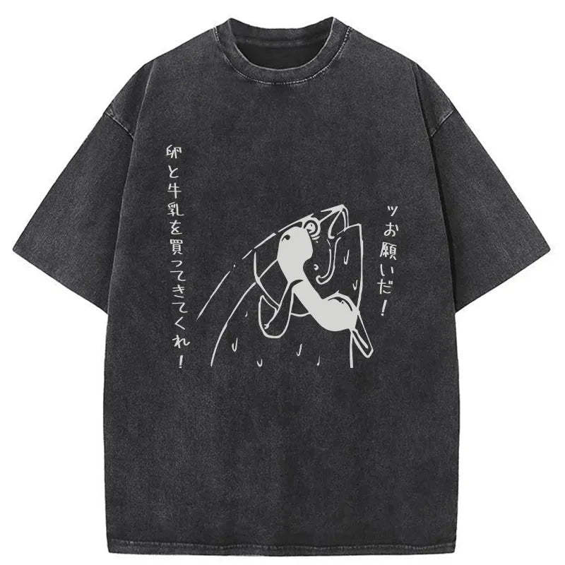 Tokyo-Tiger A Fish On The Phone Washed T-Shirt-tokyo-tiger