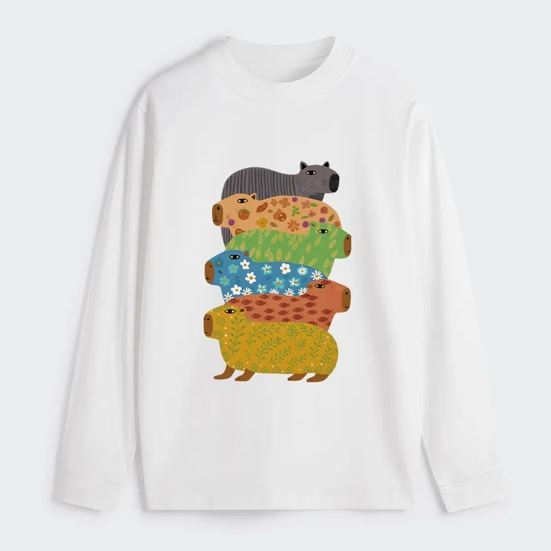 Tokyo-Tiger Colorful Capybaras Classic Long Sleeve T-Shirt