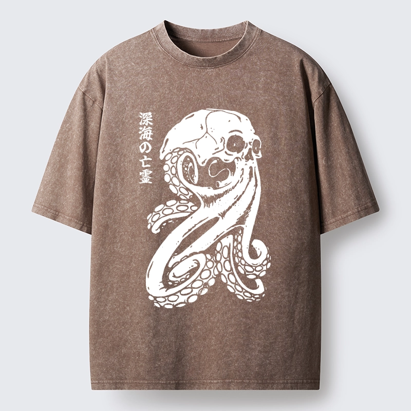 Tokyo-Tiger Octopus Of The Deep Ghost Washed T-Shirt