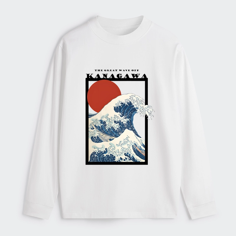 Tokyo-Tiger Minimalist Ukiyo-e Waves Classic Long Sleeve T-Shirt