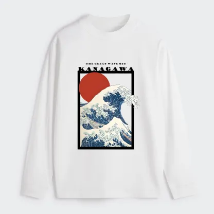 Tokyo-Tiger Minimalist Ukiyo-e Waves Classic Long Sleeve T-Shirt