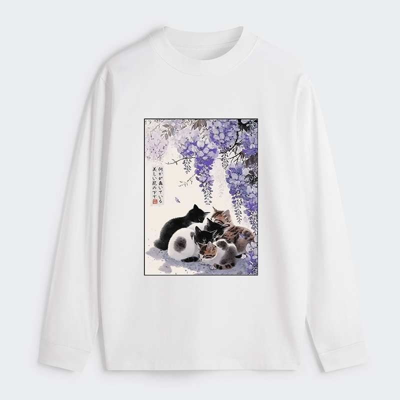 Tokyo-Tiger Cats plotting under the wisteria Classic Long Sleeve T-Shirt