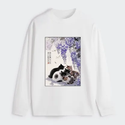 Tokyo-Tiger Cats plotting under the wisteria Classic Long Sleeve T-Shirt