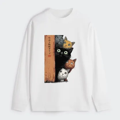 Tokyo-Tiger Five Cats Are Watching You Classic Long Sleeve T-Shirt