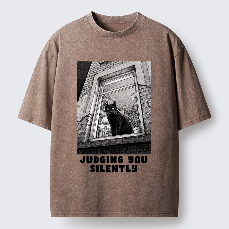 Tokyo-Tiger The Judging Black Cat Washed T-Shirt