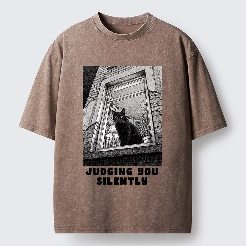 Tokyo-Tiger The Judging Black Cat Washed T-Shirt