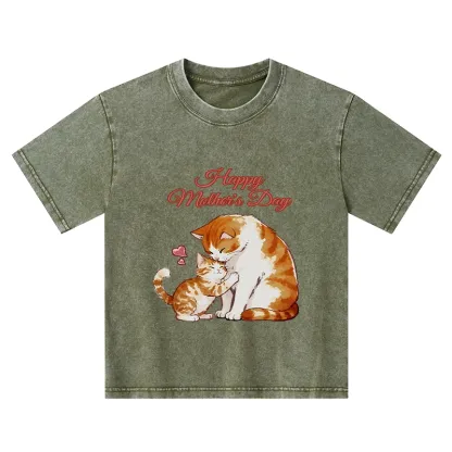 Tokyo-Tiger Love Of Cats Kids Washed T-Shirt