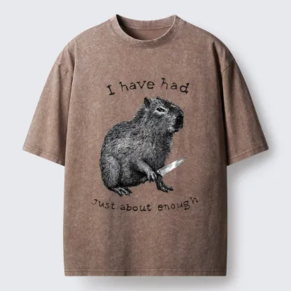 Tokyo-Tiger Capybara With A Knife Washed T-Shirt