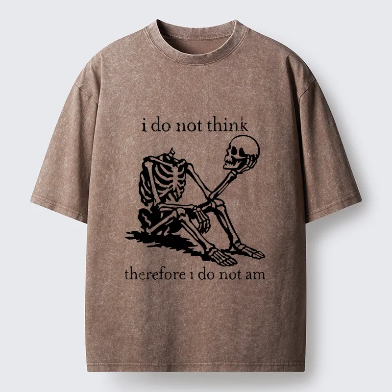 Tokyo-Tiger Philosophical Skeleton Meme Washed T-Shirt