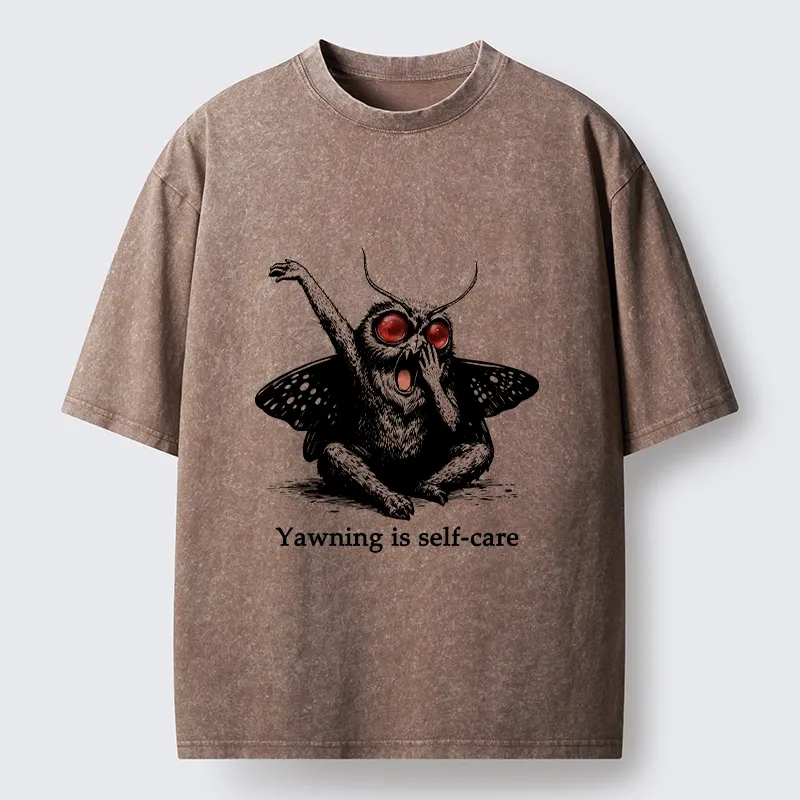 Tokyo-Tiger Yawning Is The Best Self Care Washed T-Shirt Sale