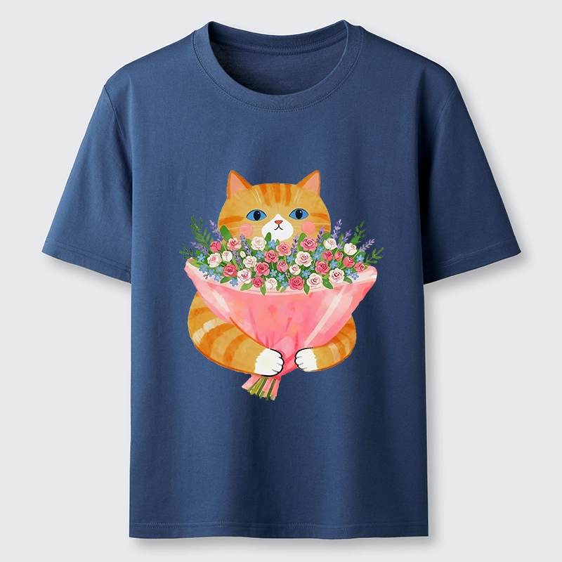 Tokyo-Tiger Cozy Cat Offering A Bouquet Classic T-Shirt