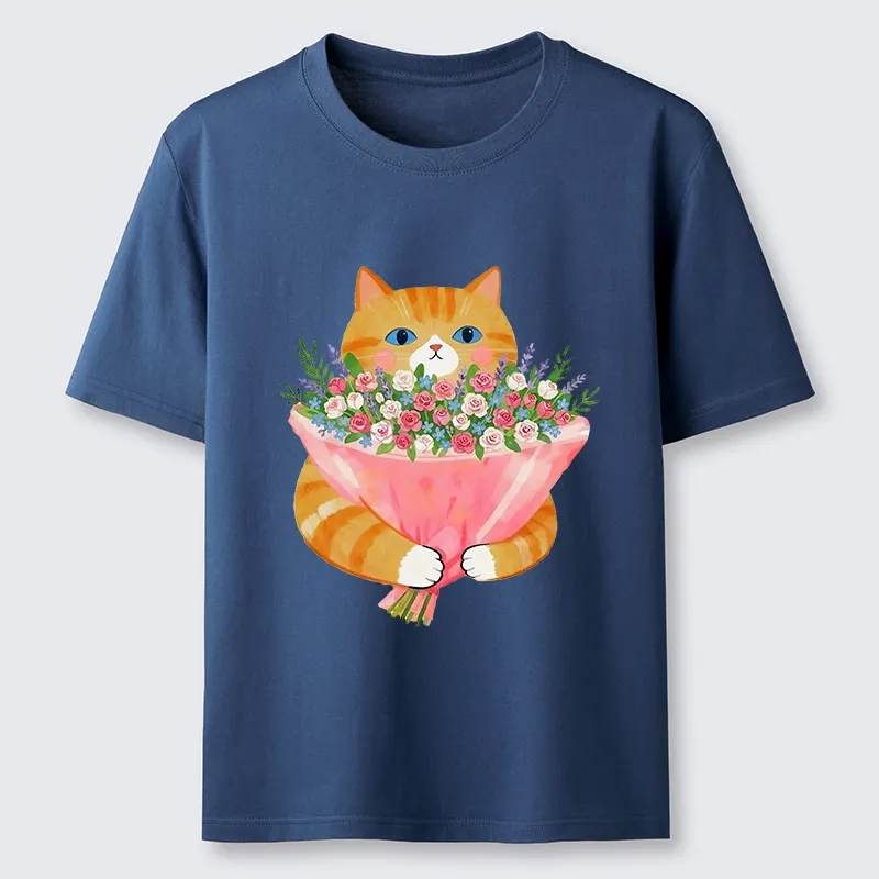 Tokyo-Tiger Cozy Cat Offering A Bouquet Classic T-Shirt