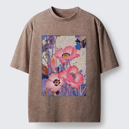 Tokyo-Tiger Vintage Japanese Poppy Art Washed T-Shirt