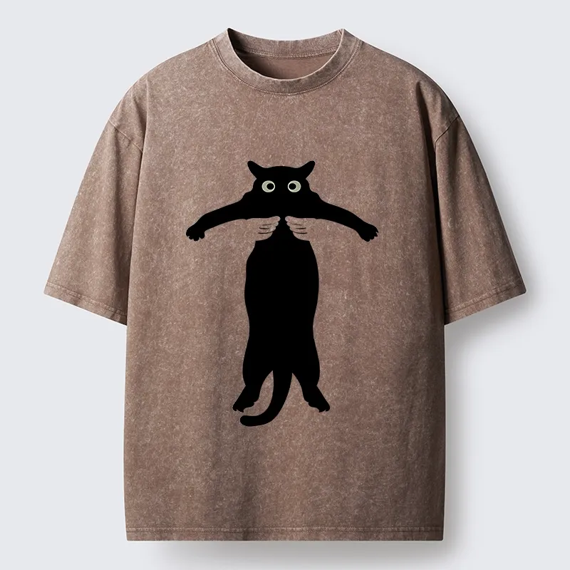 Tokyo-Tiger Black Cat Held By Hands Washed T-Shirt Sale