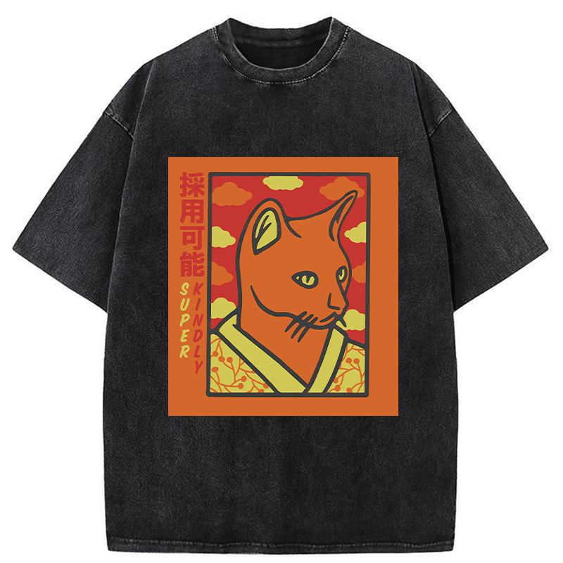 Tokyo-Tiger Super Kindly Cat Washed T-Shirt