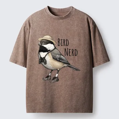 Tokyo-Tiger Bird Nerd Chickadee Explorer Washed T-Shirt