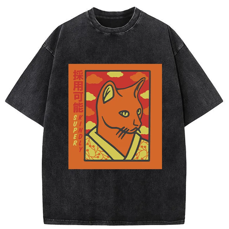 Tokyo-Tiger Super Kindly Cat Washed T-Shirt