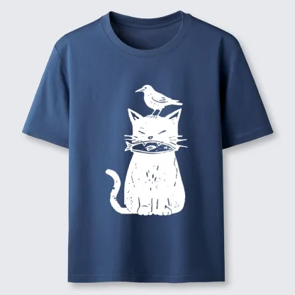 Tokyo-Tiger Black Cat With Fish And Bird Classic T-Shirt