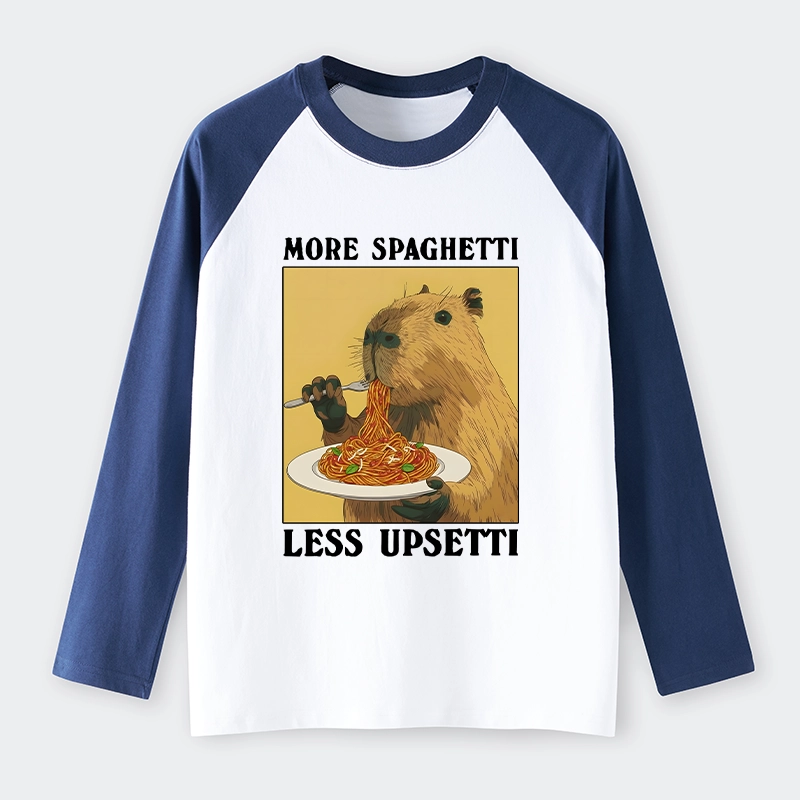 Tokyo-Tiger Capybara Eating Pasta Raglan Long Sleeve T-shirt