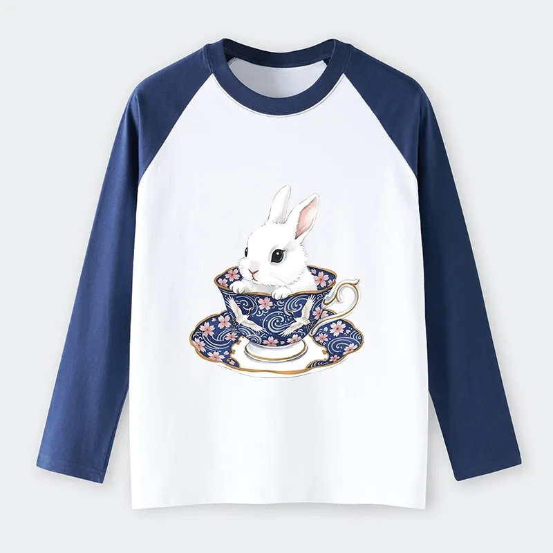 Tokyo-Tiger Cute Rabbit Tea Set Raglan Long Sleeve T-shirt