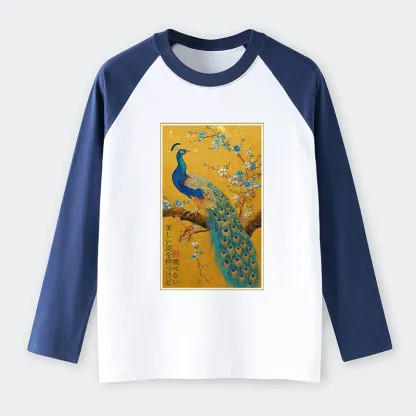 Tokyo-Tiger The Peacock's Silent Elegance Raglan Long Sleeve T-shirt