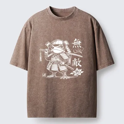 Tokyo-Tiger Samurai Frog Warrior Washed T-Shirt