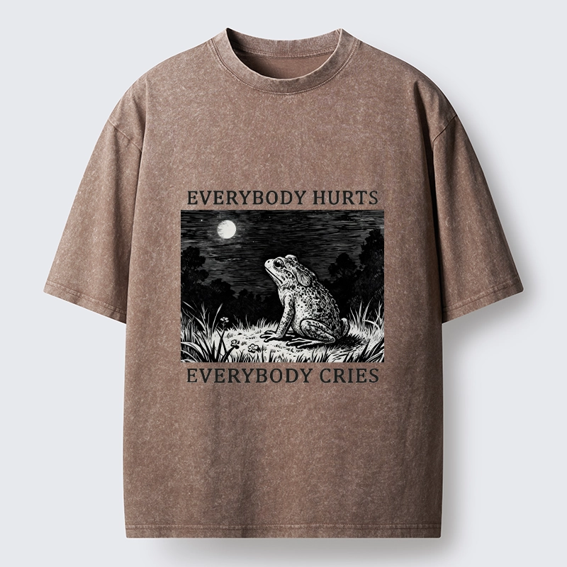 Tokyo-Tiger Lonely Frog Under Moonlight Washed T-Shirt